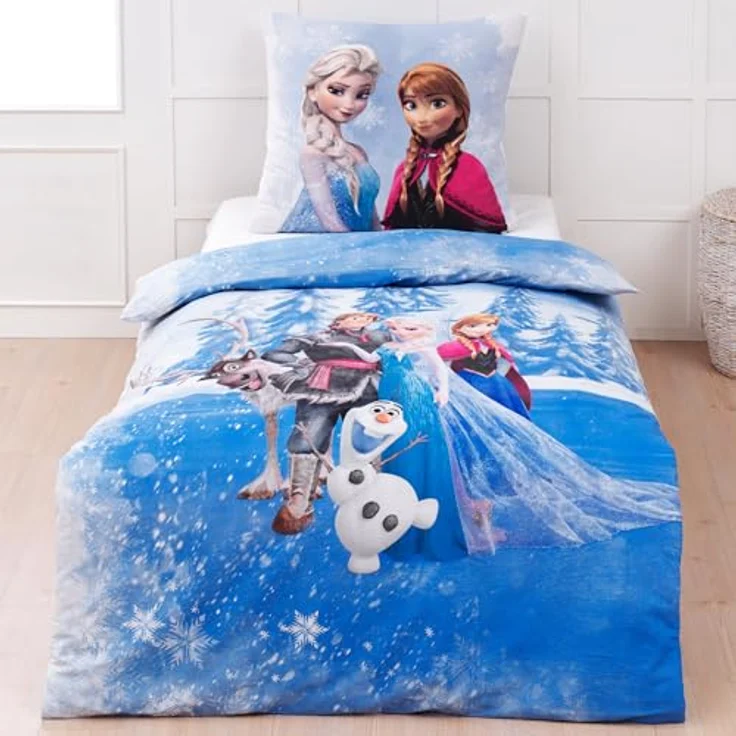 BERONAGE Frozen Die Eiskönigin Kinder-Bettwäsche Sven 135 x 200 + 80 x 80 cm 100% Baumwolle Biber-Flanell-Qualität Arendelle Sven Kristoff Disney Olaf ELSA Anna mit Reißverschluss - Deutsche Größe – Bild 2