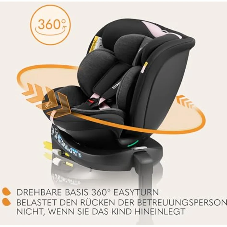 lionelo Autokindersitz NAVY I-SIZE, 360° EasyTurn-Drehbasis, für 40-150 cm, ab Geburt bis 12 Jahren, (Set) / i-Size, blau – Bild 6
