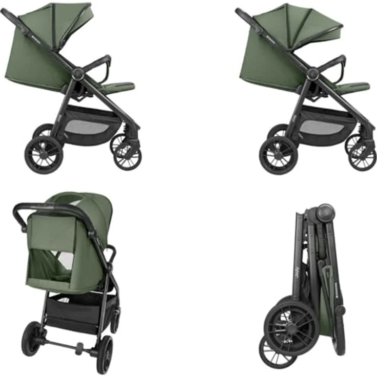 Kikka Boo Buggy Jody, Kinderwagen mit PU-Rädern, Federung, 5-Punkt-Gurt und Hinterradbremse, grün – Bild 5