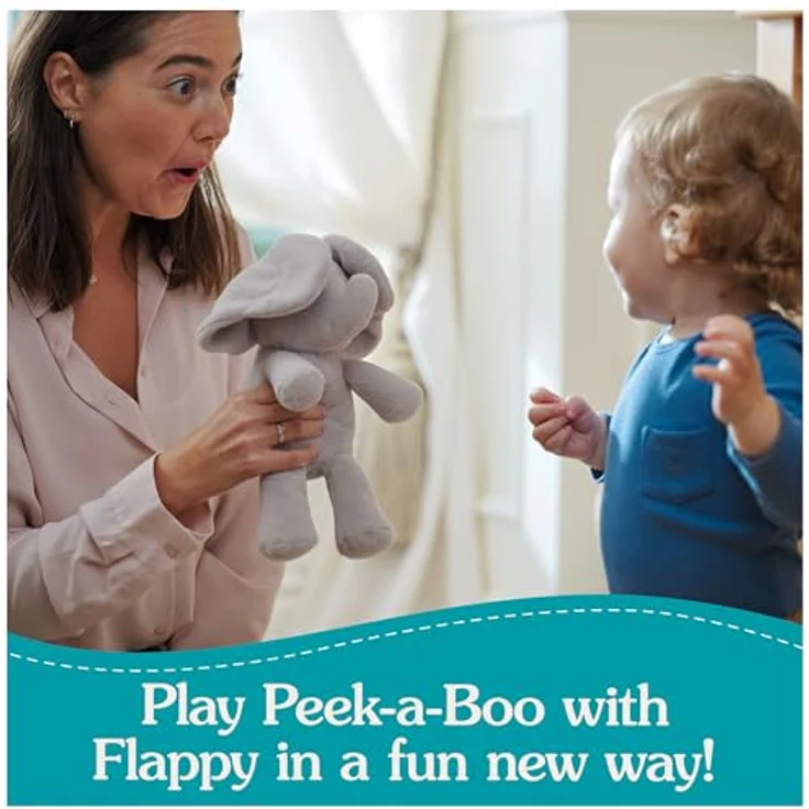 GUND Baby Peek-a-Boo Flappy Elefant Plüsch, animiertes Stofftier für Babys ab 0 Jahren, grau, 17,8 cm – Bild 2