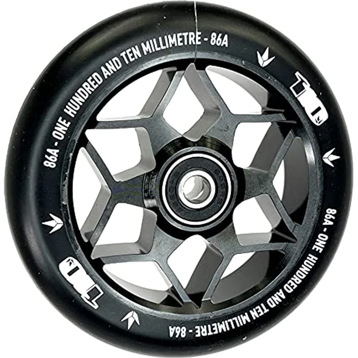 Blunt Stunt-Scooter Rolle Diamond 110mm Schwarz/PU Schwarz, Stunt-Rolle mit 86A Rollenhärte und extrudiertem Aluminiumkern – Bild 1