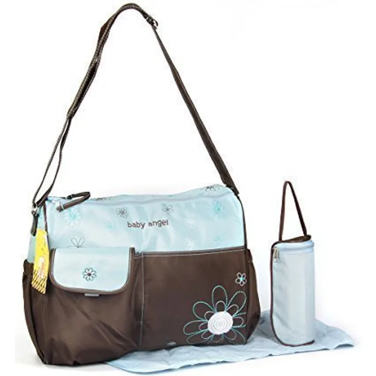 GMMH 3 tlg Baby Farbe Wickeltasche Pflegetasche Windeltasche Babytasche Reise Farbauswahl (blau braun)