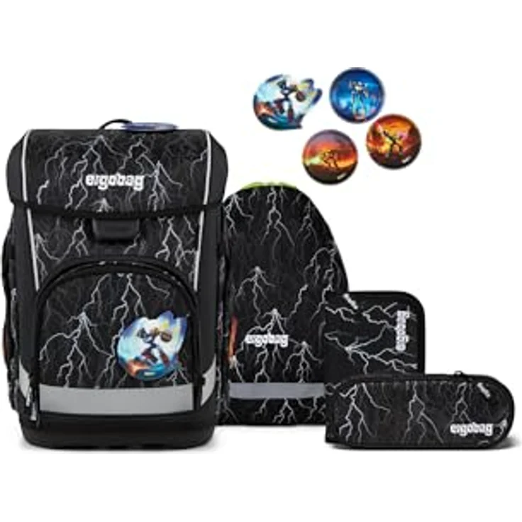 ergobag cubo Light Set, ergonomischer Schulranzen 6-teilig, extra leicht 860 g, inklusive Kletties und Reflektoren, recycelte PET-Flaschen – Bild 1