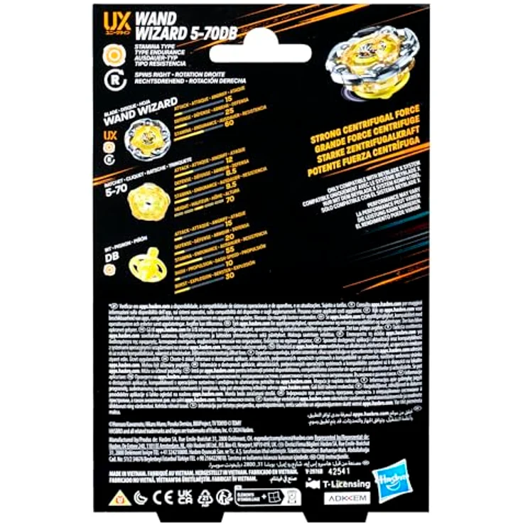 Hasbro Beyblade X Wand Wizard 5-70DB UX Starter Pack, actiongeladenes Kreiselspielzeug mit X-Celerator Beschleunigungssystem und austauschbaren Metall-Blades – Bild 5