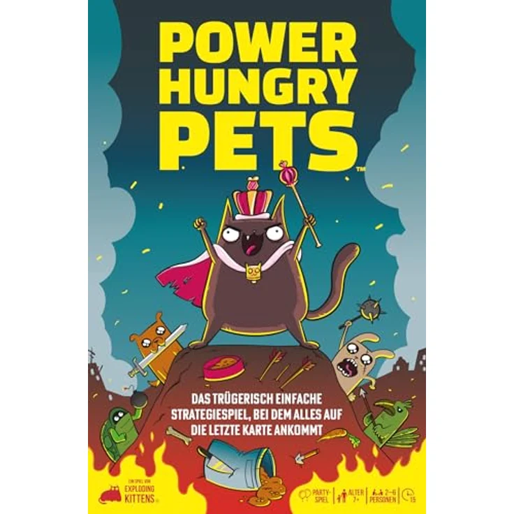 Exploding Kittens Power Hungry Pets, Partyspiel Kartenspiel, 2-6 Spieler, Ab 7+ Jahren, 15 Minuten, Deutsch, Mehrfarbig – Bild 2