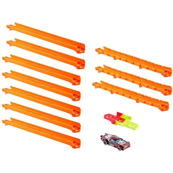 Hot Wheels Track Creator Starterset, Spielzeugauto-Trackset mit 3 Meter Track-Schnellstecksystem und Die-Cast-Fahrzeug im Maßstab 1:64, inklusive 2 Adaptern, JDW43 – Bild 3
