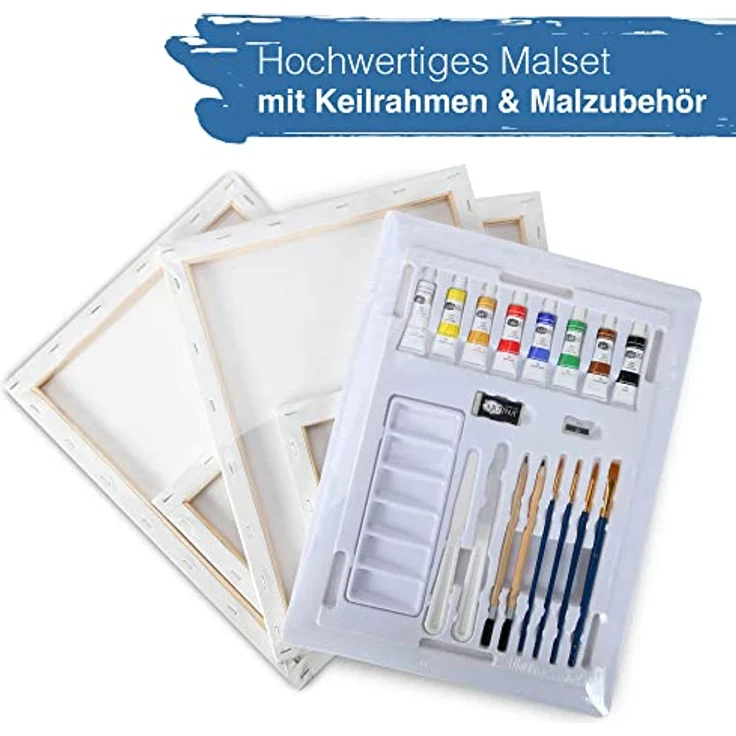 Artina 25tlg. Premium Malset mit Tischstaffelei Lisbon, 8x 12ml Acrylfarben, 5 Leinwände, 4 Pinsel, FSC®-zertifizierte Staffelei – Bild 4