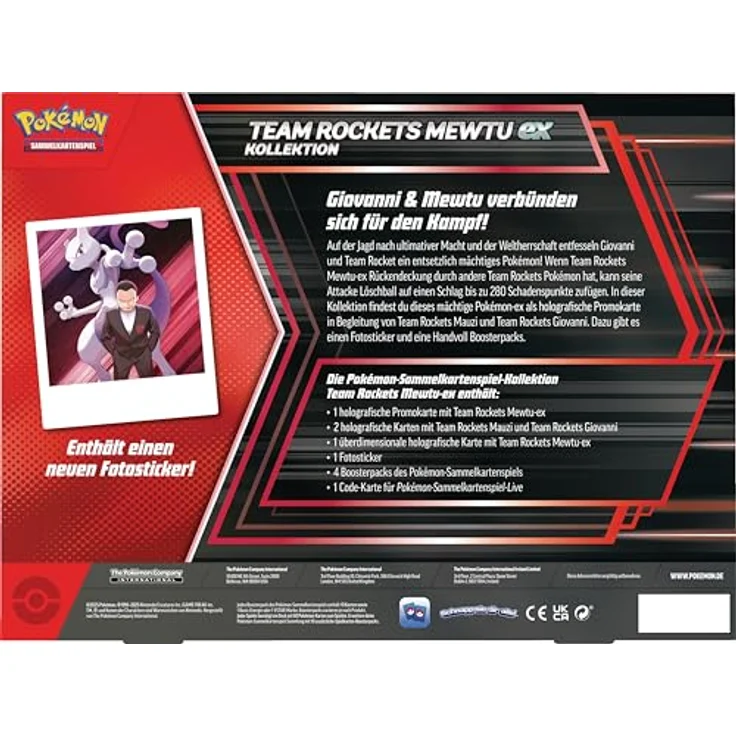 Pokémon PKM EX Box Juni 2025, Sammelkartenspiel mit Team Rockets Mewtu-ex, 4 Boosterpacks und überdimensionaler holografischer Karte – Bild 4