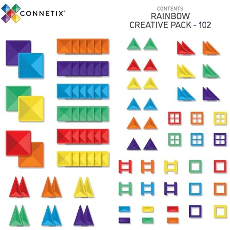 Connetix Magnetspielbausteine Rainbow Creative Pack, pädagogisches Lernspiel mit verstärkten Magneten (Open Play, 102 Teile), ab 3 Jahren – Bild 6
