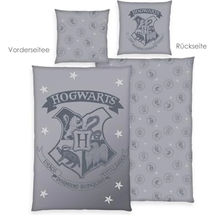 Herding Bettwäsche Harry Potter, Kopfkissenbezug 80 x 80 cm mit Wende-Motiv, Bettbezug 135 x 200 cm, Mit Reißverschluss, 100% Baumwolle/Renforcé – Bild 2