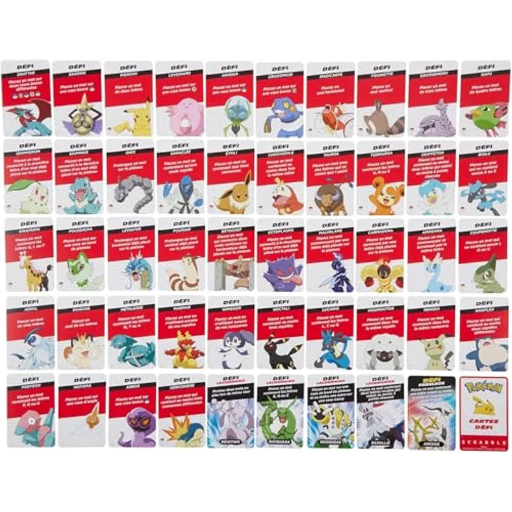 Mattel Games Scrabble Pokémon, Brettspiel mit 2 Spielmöglichkeiten, 50 Herausforderungskarten, für 2-4 Spieler, HXT27 – Bild 4