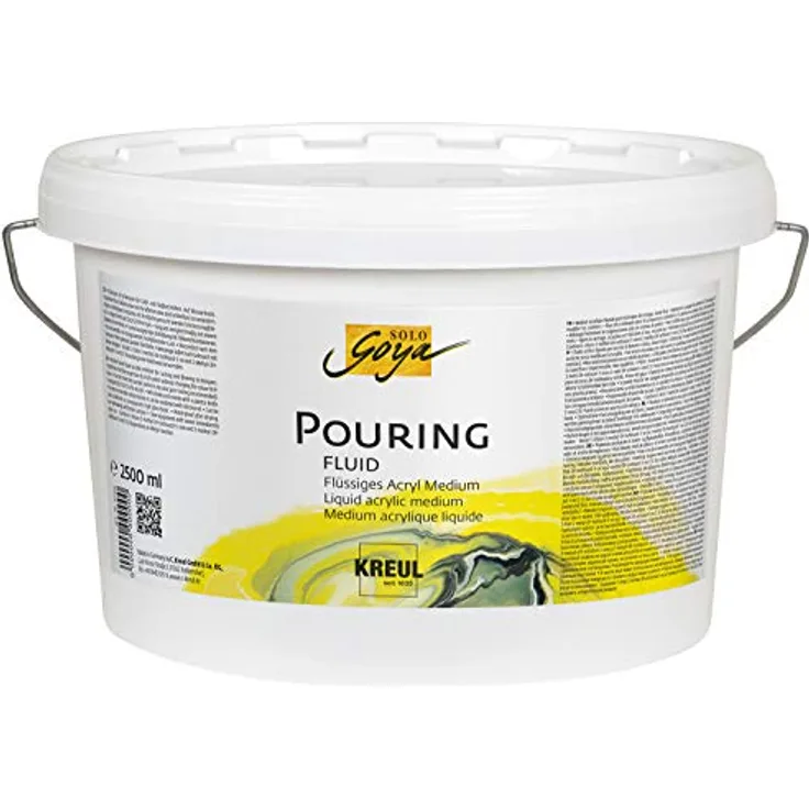 KREUL Solo Goya Pouring Fluid, 2500 ml Eimer, flüssiges Acrylmedium für Gießtechniken, optimiert Fließverhalten auf Wasserbasis