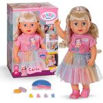 Baby Born Babypuppe Carla 43 cm, bewegliche Puppe mit Haarbürste und frisierten Accessoires, wasserfest
