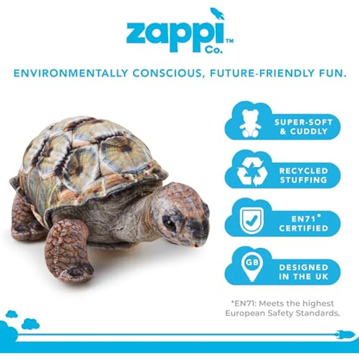 Zappi Co Aldabra-Riesenschildkröte Plüschtier, 26 cm realistisch, weich und langlebig, für kinderfreundliches Spiel und pädagogische Unterhaltung – Bild 2