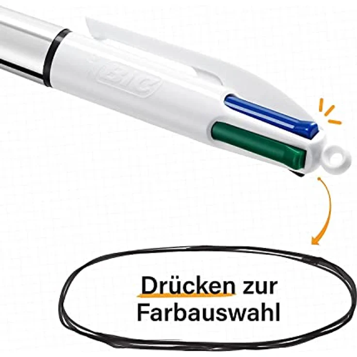 Bic 4 Colours Shine, Druckkugelschreiber im Thekendisplay, Multicolor, 12 Stück – Bild 5