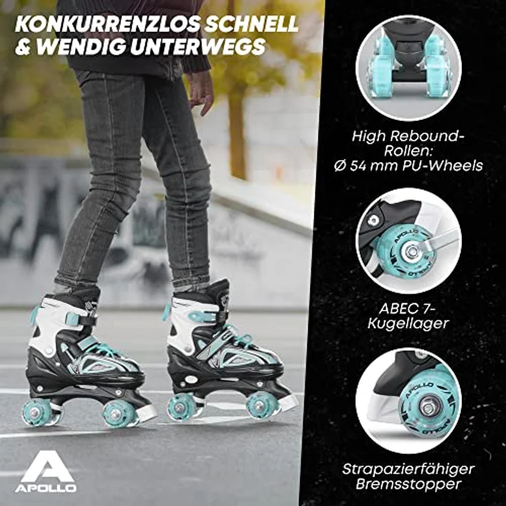 Apollo Super Quad X Pro LED Rollschuhe für Kinder | verstellbar | bequeme Softboots | Größen 31 - 42 – Bild 5