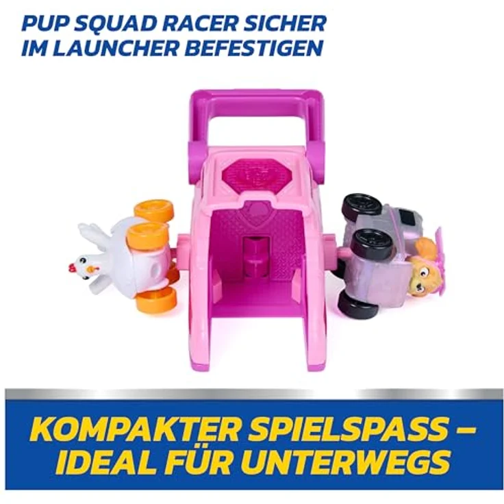 Paw Patrol PAW Pup Squad Launcher Skye & Henrietta, 2er Set mit 6 cm Pup Squad Racers und Schlüsselverschluss-Speicher – Bild 7