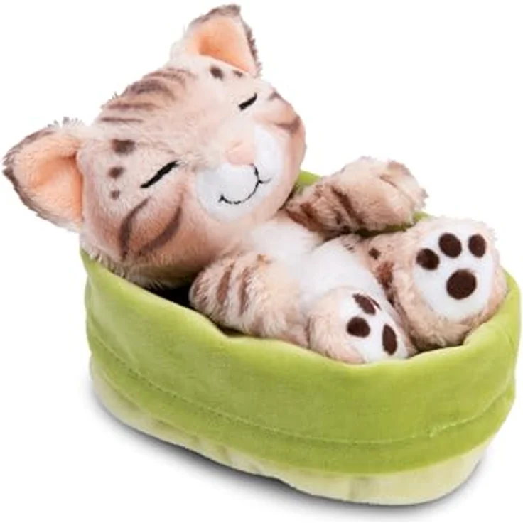 NICI Kuscheltier Katze Bengal 12cm schlafend im, nachhaltiges Stofftier mit authentischen Details, NICI Green Kollektion – Bild 1