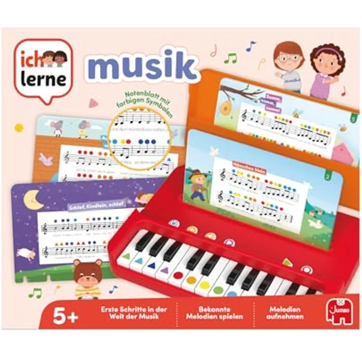 Jumbo Spiele Ich lerne Musik, Lernspielzeug mit selbstkorrigierendem Klavier und interaktiven Melodien – Bild 2