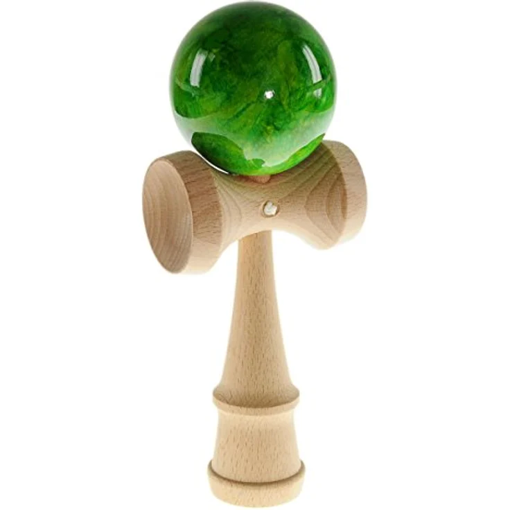 Ganzoo Kendama 'Green Flash', Geschicklichkeitsspiel aus echtem Buchenholz mit 3 Fangbechern und Holzkugel, original aus Japan – Bild 4