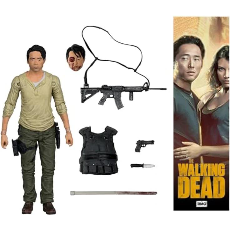 McFarlane Toys The Walking Dead Glenn, 12,7 cm Actionfigur mit 20 Gelenkpunkten, inkl. Pistole, Messer und abwechselndem Kopf – Bild 3