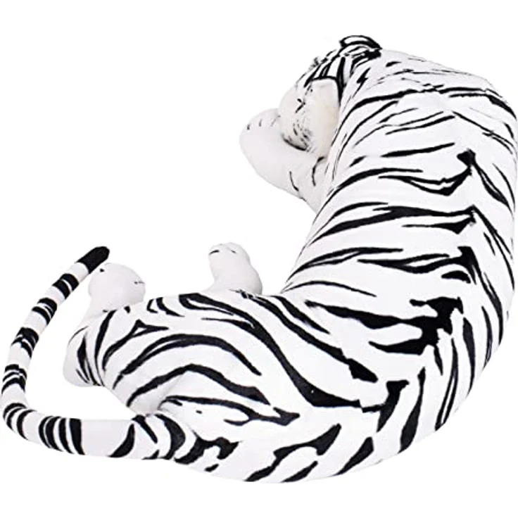 TE-Trend XXL Plüschtier Tiger Kuscheltier Stofftiger lebensecht 90 cm weiß schwarz getigert – Bild 3