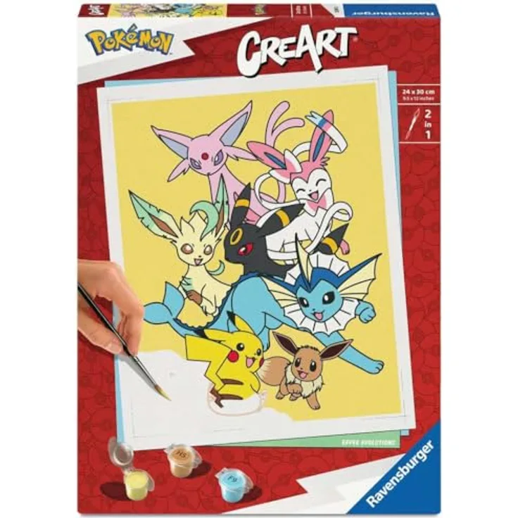 Ravensburger CreArt Malen nach Zahlen, Pokémon - Eevee Evolutions, für Erwachsene, inklusive Acrylfarben, Made in Europe