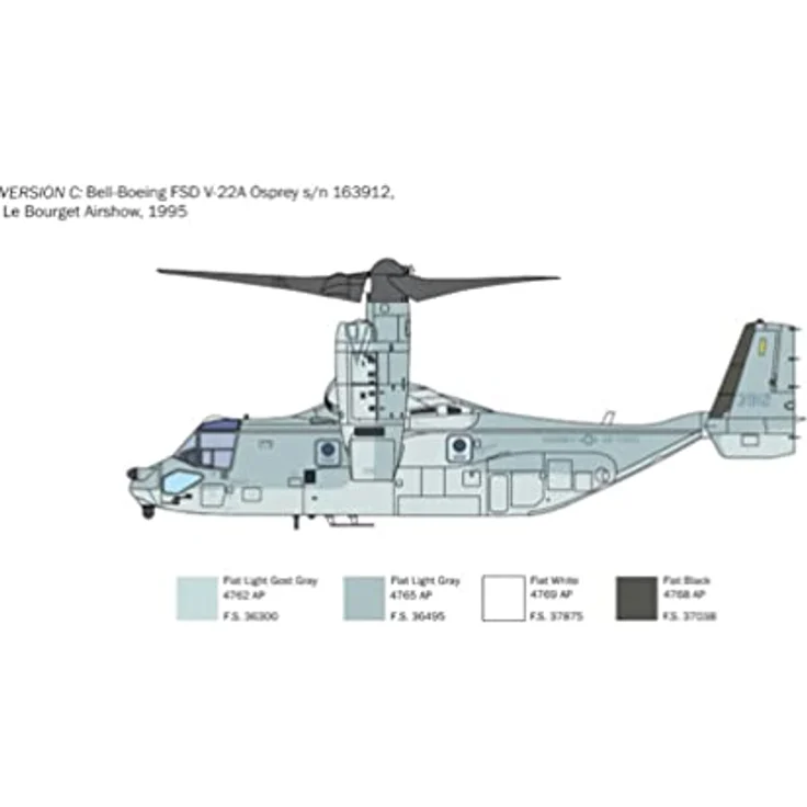 Italeri 1463 1:72 V-22 Osprey Tilt Rotor-Bausatz, Standmodellbau, Basteln, Hobby, Kleben, Plastikbausatz, detailgetreu, Mehrfarbig, Grey – Bild 5