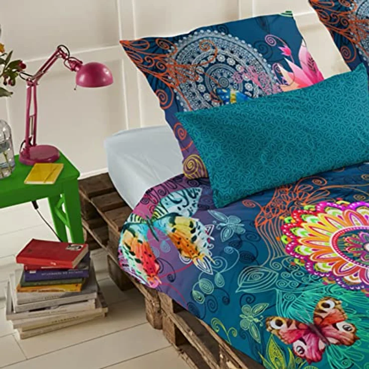 Hip Parada bettwäsche mit farbigen Figuren und Schmetterlinge, 100% Baumwolle/Satin-155x220cm, Satin, Multi Colour, 220x155x0.5 cm - Preisvergleich – Bild 7