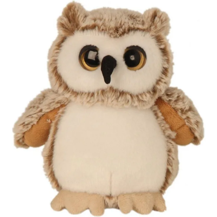 Geschenkestadl Kuscheltier Eulen 2er Set Plüsch, Grau und Braun, 17 cm, Flauschige Eulen mit gelben Augen