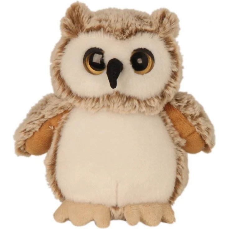 Geschenkestadl Kuscheltier Eulen 2er Set Plüsch, Grau und Braun, 17 cm, Flauschige Eulen mit gelben Augen