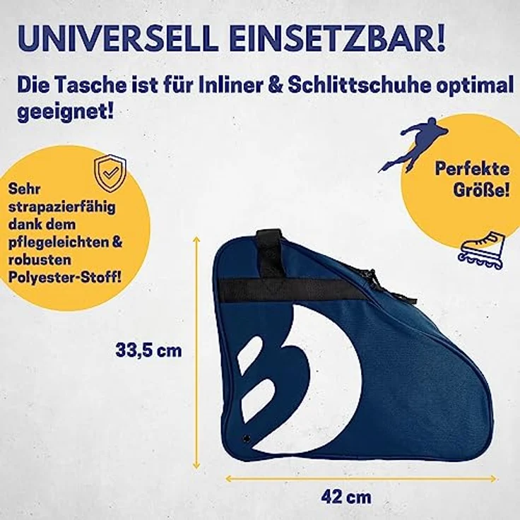 Best Sporting Sporttasche Transporttasche für Inlineskates und Schlittschuhe, verstellbarer Trageriemen, attraktives Design mit weißen Paspeln – Bild 5