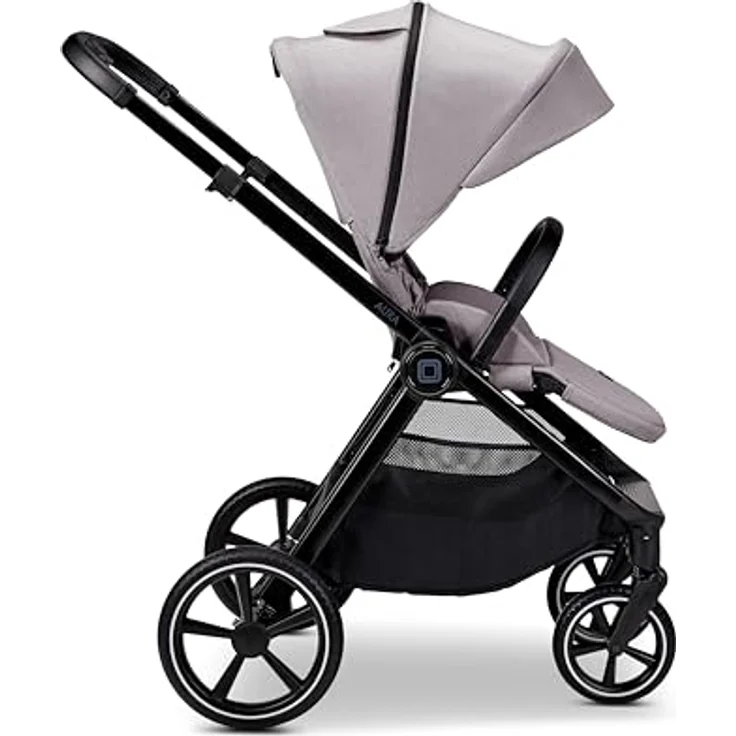 MOON Kombikinderwagen Aura stone/melange, 2 in 1 Kinderwagen mit höhenverstellbarer Babywanne, 180° Schlafposition, inkl. Wickeltasche und Regenverdeck – Bild 5