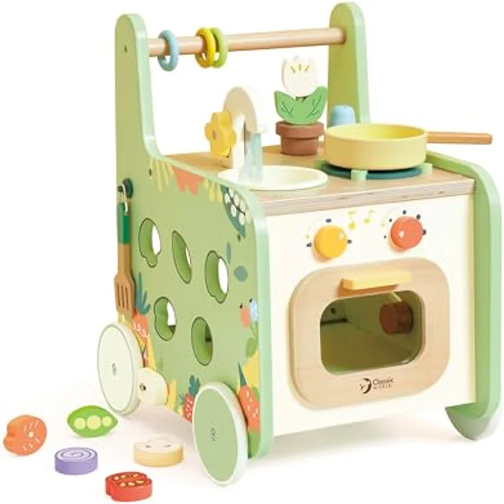 Classic World Wooden Walker Kitchen, 15-teilig, Lauflernhilfe für Kinder – Bild 1