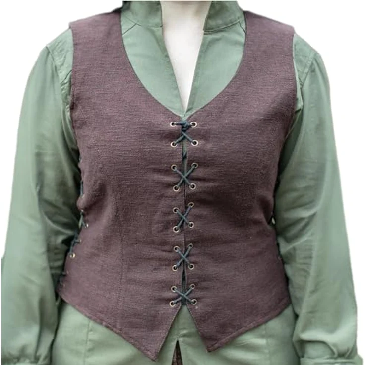 Burgschneider Weste Marian, Braun, XL, für Damen & Herren, aus Baumwolle, Mittelalter Fantasy Ranger – Bild 1