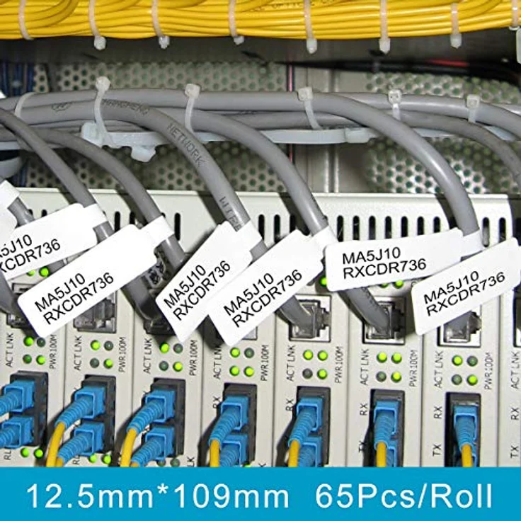 NIIMBOT Kabel Etikett (0,49" x 4,29") Drucker-Aufkleber Papier mit Selbstklebend für D11 Label Maker, 1 Rolle à 65 Stück (Weiß) – Bild 2