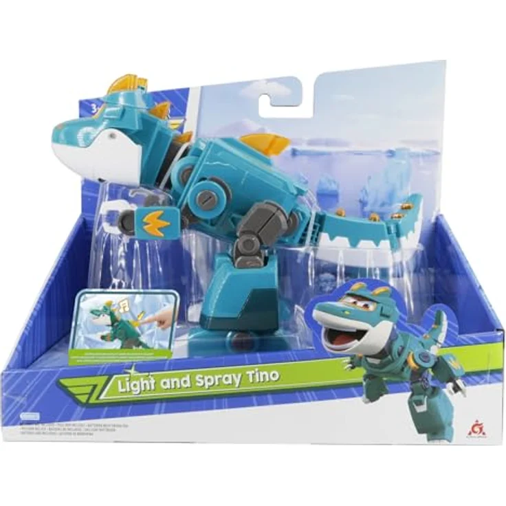 Super Wings EU760437 - Light and Spray Tino, 23 cm Dino-Figur mit Licht- und Soundeffekten, Spray-Funktion, für Kinder ab 3 Jahren – Bild 1