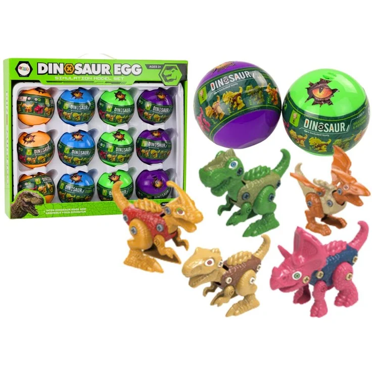 Leantoys Dinosaurier-Eier Set, 12-teiliges Set mit interaktiven, zusammenbaubaren Figuren, farbenfroh, für Kinder ab 3 Jahren