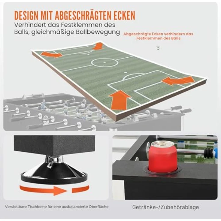 VEVOR Kickertisch 139,7 cm, robust mit 4 Bällen und 4 Getränkehaltern, ideal für Zuhause und Spielzimmer – Bild 5