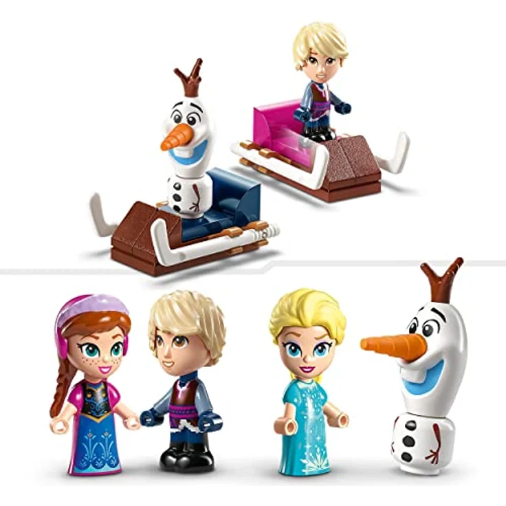 LEGO 43218 Disney Princess Annas und Elsas magisches Karussell, Die Eiskönigin Spielzeug, Inspiriert vom Frozen Eispalast mit 3 ikonischen Mikro-Puppen-Figuren und Olaf-Figur – Bild 4