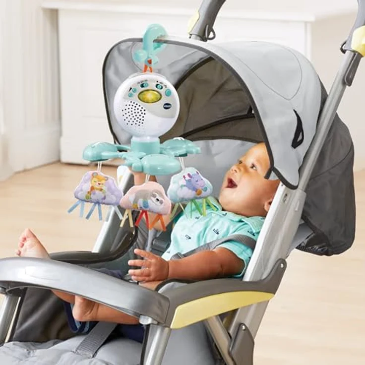 VTech Wolken-Mobile mit sanftem Nachtlicht, Geräuschsensor und 3 Plüschwolken für Babys von 0-2 Jahren – Bild 3