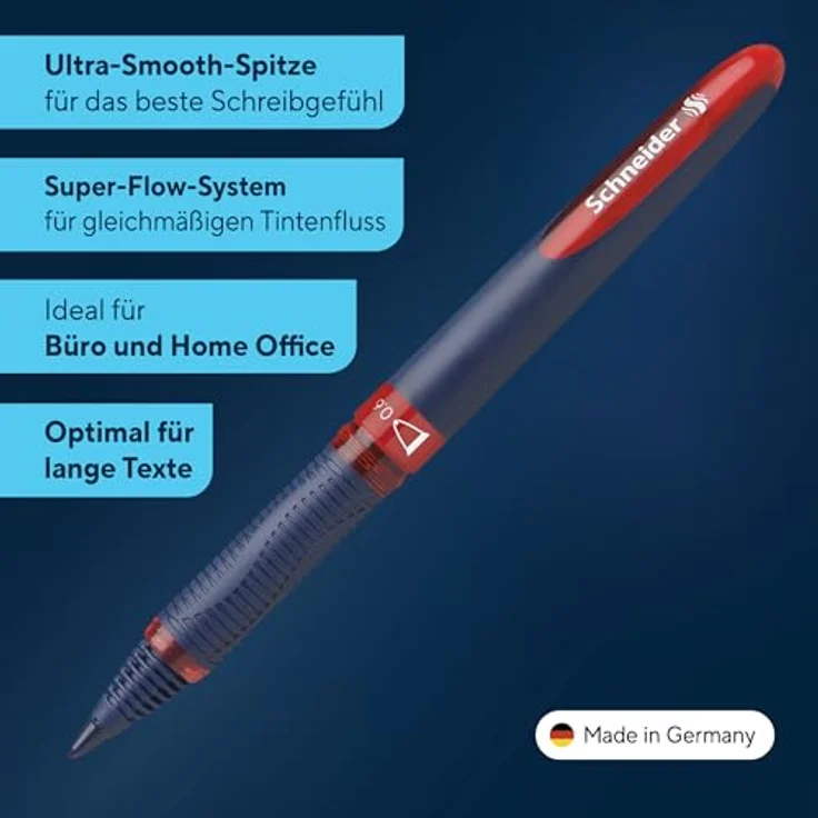 Schneider Tintenroller One Business, 10 Stück, rot, Ultra-Smooth-Spitze, dokumentenecht, ergonomische Oberfläche – Bild 2