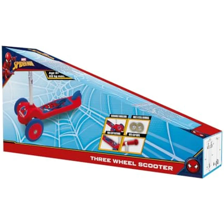 Disney 3 Wheeled Balance Scooter Spider-Man, rot mit Lean-to-Steer-System und rutschfester Trittfläche – Bild 5