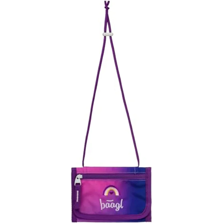 Baagl Brustbeutel Kinder, Geldbörse für Mädchen mit Münzfach und Kordel, Herzdesign, 14,5 x 8,5 cm, strapazierfähiges Polyester – Bild 2