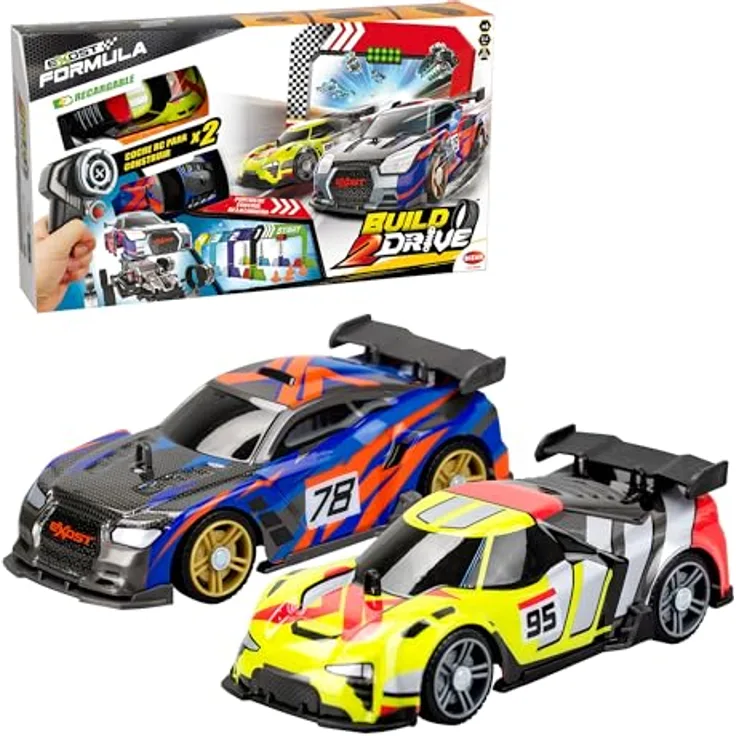 Bizak EXOST Build 2 Drive, Doppelpack, ferngesteuertes Auto, Radical Racer, 2-in-1, Rennfahrzeug zum Bauen und Spielen, inklusive Zubehör und Akku, Jungen und Mädchen ab 5 Jahren