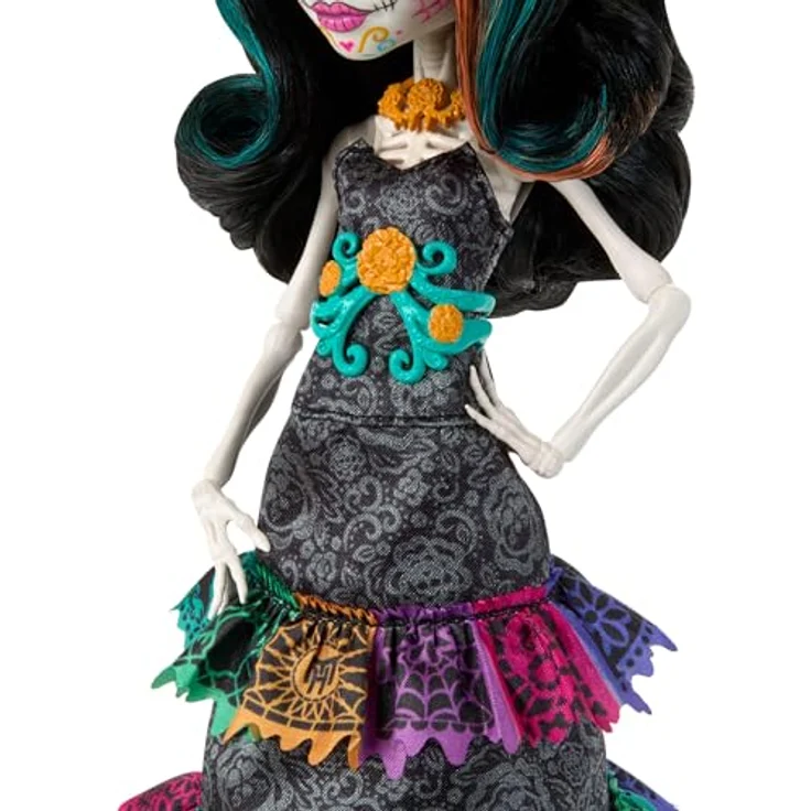 Monster High Skelita Calaveras Día de Muertos 2024 Howliday Puppe zum Sammeln mit La Catrina Hut und Papel Picado Kleid, HXH99 – Bild 4