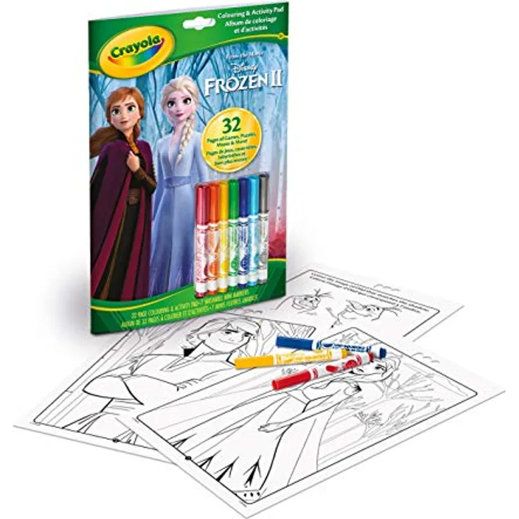 CRAYOLA - Album Aktivität und Coloring Frozen 2, 32 Ausmalseiten und 7 abwaschbare Mini-Filzstifte, 04-5900 1 Stück (1er Pack)