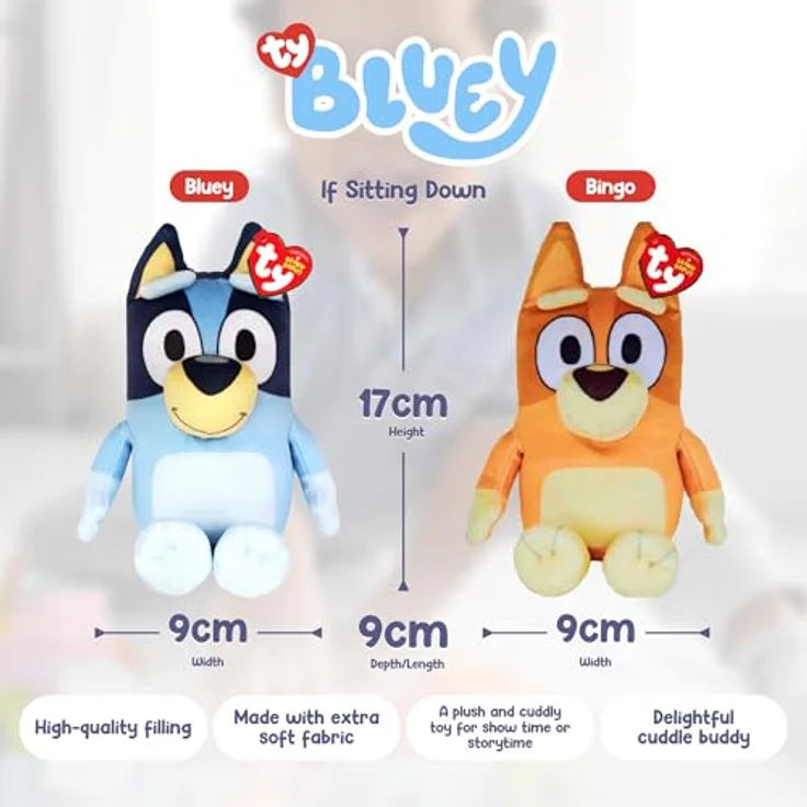 TY Beanie Babies Bluey Bingo, ca. 15 cm Kuscheltier, blau – Bild 3