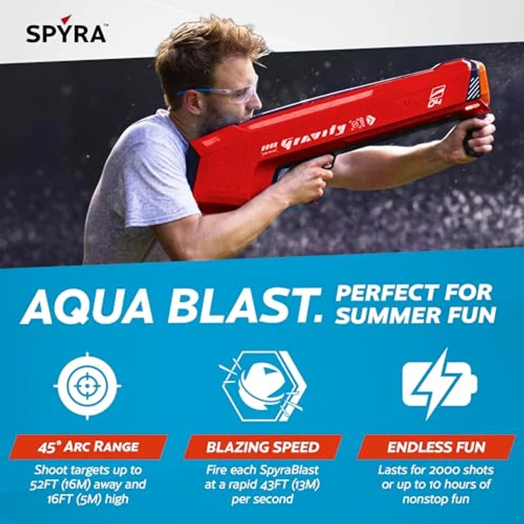 SPYRA SpyraGravity Blaster mit 4 wiederverwendbaren Wasserbomben, rot – Bild 3