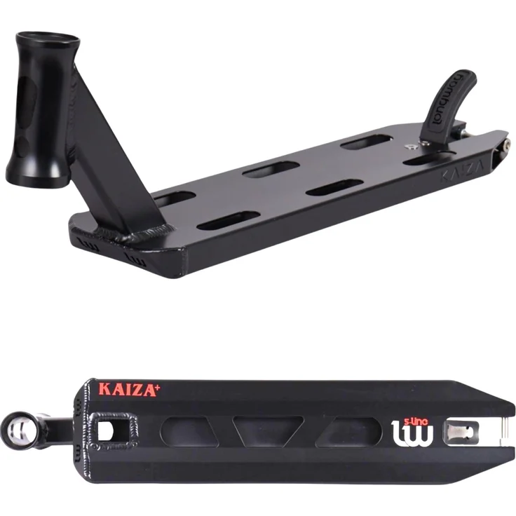 Longway Scooters Stuntscooter Longway Kaiza V4 Stunt-Scooter Deck 480mm 1085g Schwarz, Aluminium Deck mit Titan Achsen und Bremsschrauben – Bild 1